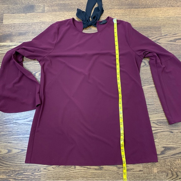 Halogen Plum Blouse with Bow and Bell Sleeve - Picture 6 of 7